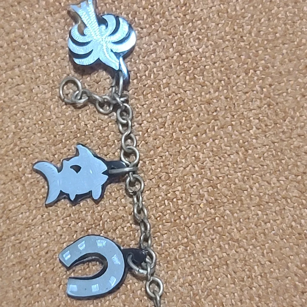 Silver Tone Charm Bracelet with Tropical Motifs, 7 Inches